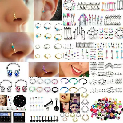 105PCS Body Piercing Jewelry Tongue Eyebrow Nose Lip Belly Navel Rings Lots • $5.59