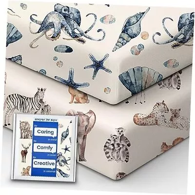 Premium Fitted Baby Boy For Standard Crib Crib Sheets Ocean Pals + Wildlife • $34.60