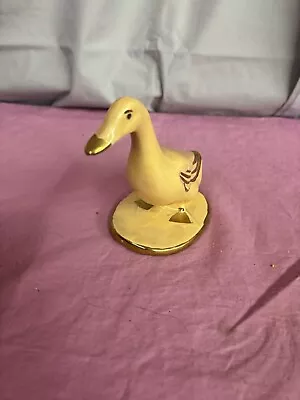 Vintage Duck Figurine Peach & Gold Kitschy Dime Store Porcelain 5  • $4.99