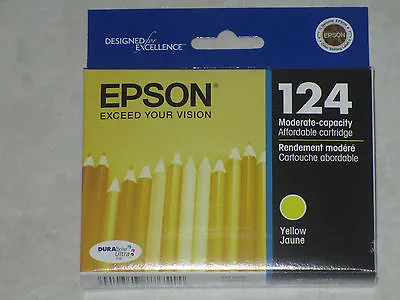 Genuine Epson 124 T124 Yellow Color Ink Cartridge. Exp:2012. $3.60 OBO W/Free SH • $5.50