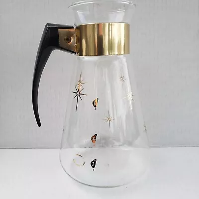 Vintage Pyrex Corning 1960s Atomic Star Burst 6 Cup Coffee Pot Carafe Heatproof • $14
