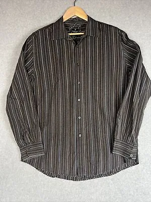 Marc Ecko Mens Shirt Size XL Grey /Brown Long Sleeve Button Down Cut &Sew Cotton • $11.99