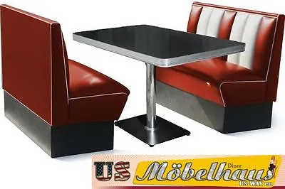 HW-120-R Set American Diner Bench Bench Diner Benches Furniture 50's Retro USA Style  • £1617.77