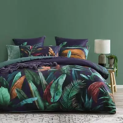 $129.99 • Buy DIX Botanical Blue Green Queen King Super Quilt Duvet Doona Cover Set Cotton