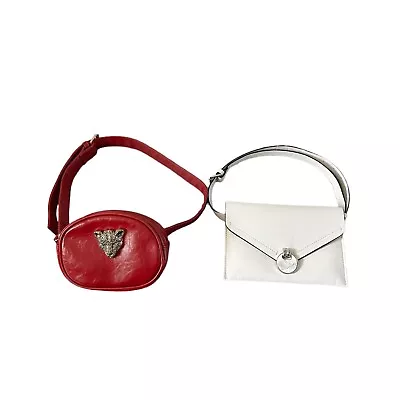 Set Of Two Vegan Leather Belt Bags Red Cream • $22