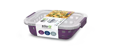 Ello Glass 2 Qt 8x8 Plum Purple Duraglass Baking Dish Oven Safe Silicone Sleeve • $15.74