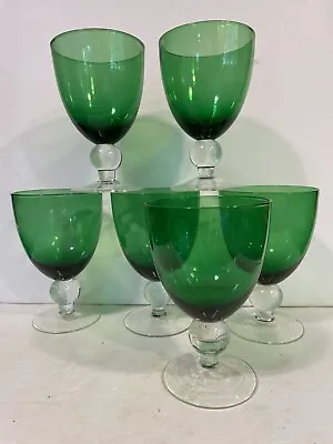 Vintage Ball Stem Green Wine/Water Glasses - Set Of 6 • $39.99