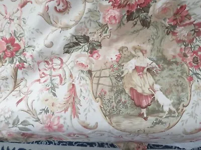 Vintage Barkcloth Pattern ROMANTIC Richloom Fragonard Toile RARE Cameo Couple • $44.99