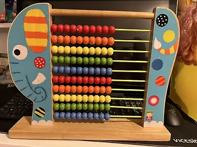 ALEX JR 100 COUNTING BEADS ABACUS ELEPHANT SHAPE Wooden Abacus For Kids • £10