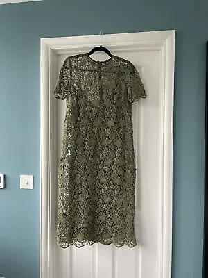 Zara Dress Khaki Green Lace Wedding Races Christmas Party - Size L • $15.56