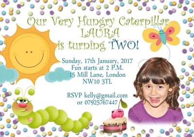 £5.99 • Buy 10 X Personalised Birthday Photo Invitations Thank You Cards Hungry Caterpillar