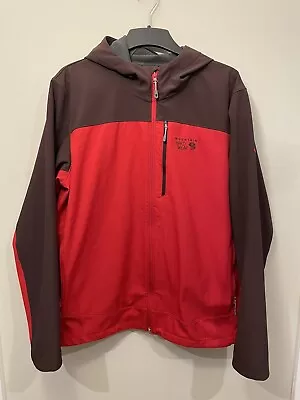 Mountain Hardwear Paladin XL Softshell Hooded Fleece Full Zip Jacket Red Brown • $64.95