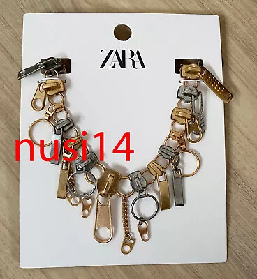 Zara Woman Nwt Ss24 Zip Pull Necklace Gold Silver 4548/031 • $36.99