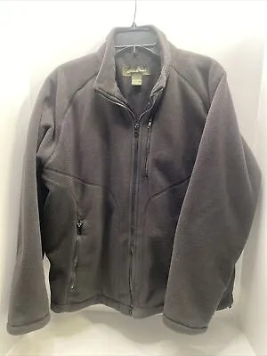 EDDIE BAUER Mens Black Brushed Fleece Full Zip Up Hoodie Jacket Sz L • $30