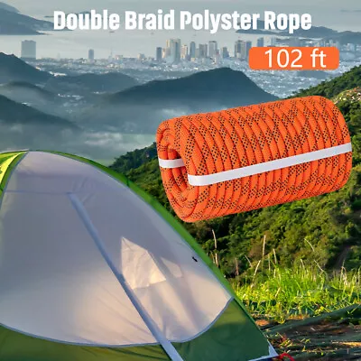 102ft 7/16 Inch Double Braid Polyster Rope 8400 Lbs Nylon Climbing High Strength • $27.68