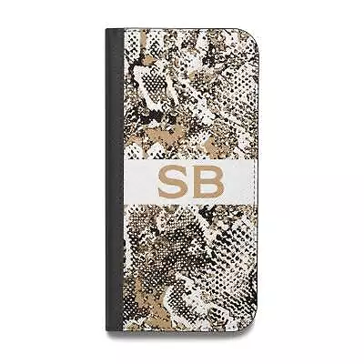 Custom Tan Snakeskin Vegan Leather Flip IPhone Case For IPhone 14 13 12 11 • £8.95