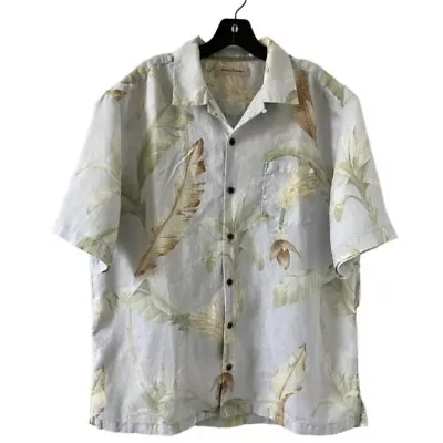 Tommy Bahama Hawaiian Shirt Novelty Banana Tree Leaf Aloha Silk Men’s Large • $22