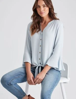 $24.57 • Buy Katies 3/4 Sleeve Tie Front Woven Knitwear Top Womens Clothing  Knitwear Tops