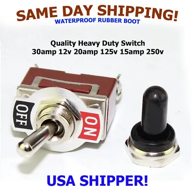 Toggle Switch Heavy Duty 20A/125V SPST (On)-Off W/Waterproof Boot • $7.49
