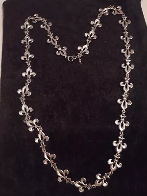 Crown Trifari Fleur De Lis Silvertone Necklace Rare Vintage Beautiful  • $99