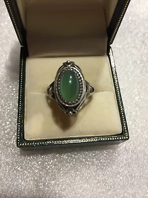 Rings Chrysoprase USSR Rings Vintage Soviet Silver 875 Chrysoprase Ural  Jewelry • $79