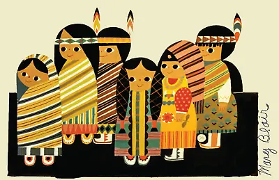 Mary Blair Indian Children Concept Poster Signature Disney World Contemporary • $19.49