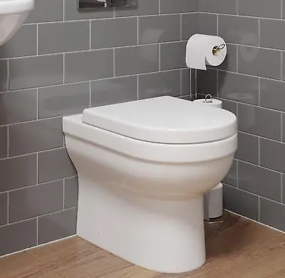£79.97 • Buy Back To Wall Ceramic Toilet WC Bathroom Pan Cloakroom With Soft Close Seat White