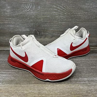 Nike PG 4 TB Promo Paul George Team Basketball Shoes White Red Mens Size 10 • $37.99
