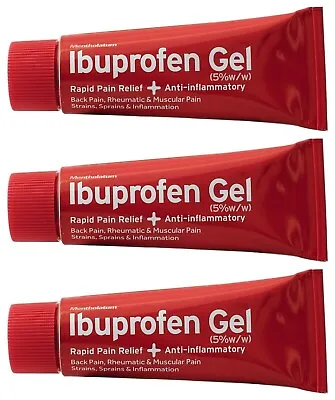 3 X Iboprofen Gel Fast Pain Swelling Relief Back Muscular Rheumatic Gym Injuries • £9.99