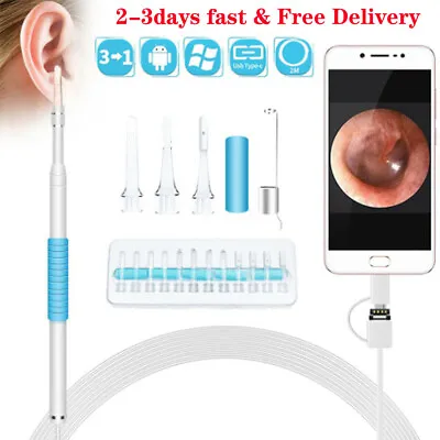 UK Ear Wax Remover Camera Ear Endoscope Spoon Pick Cleaning Tool Kit HD Cleaner • £8.99