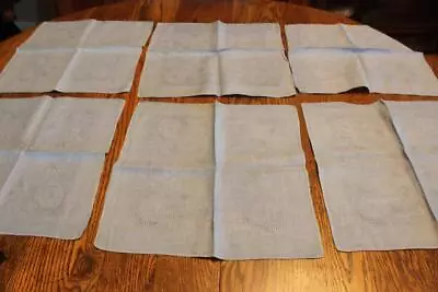 6 Vintage Woven Cotton Blue Napkins 16  Square Cutter • $3