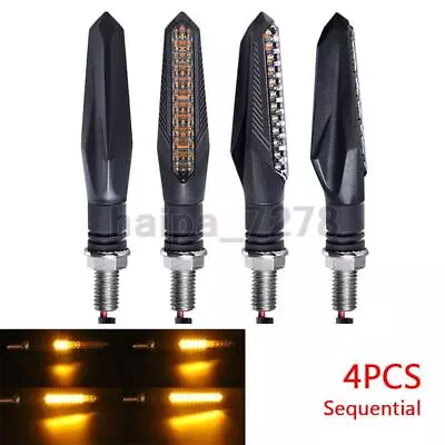 4X LED Turn Signal Light Motorcycle Flowing Amber Indicator Sequential Universal • $15.98