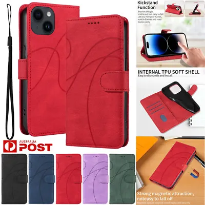 For IPhone 15 14 13 12 11 Pro Max 8 7 Plus XR XS Case Leather Wallet Flip Cover • $7.59