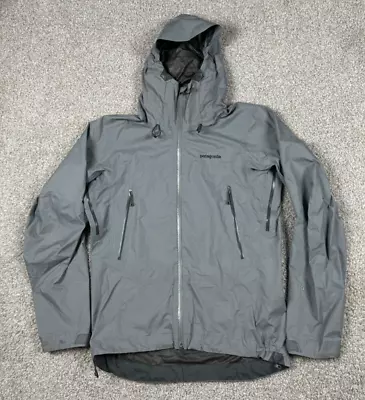 Patagonia Jacket Mens Small Gray Rain Coat Paclite Full Zip Hooded Gore Tex • $124.95