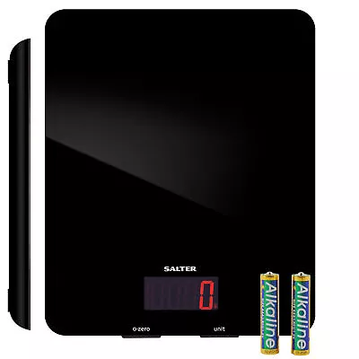 Salter Digital Kitchen Scale Accurate Precision Readings Glass Platform Black • £26.99