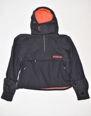 SUPERDRY Boys Hooded Anorak Jacket 14-15 Years Medium Black Nylon IA04 • £16.01