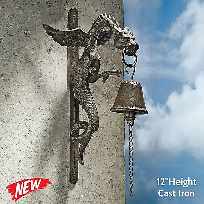 Cast Iron Dragon Dinner Bell Front Door Post Outdoor Gate Hanging Gothic Decor • $93.46