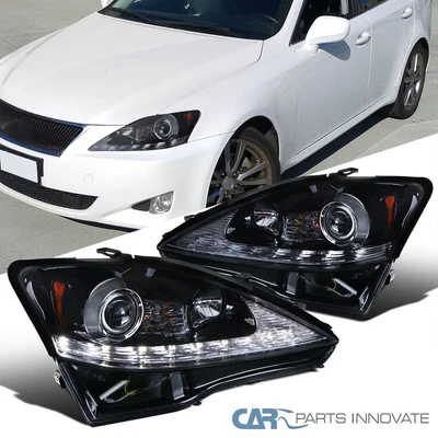 $252.71 • Buy Glossy Black For 06-09 Lexus IS250 IS350 LED Strip Projector Headlights+Signal