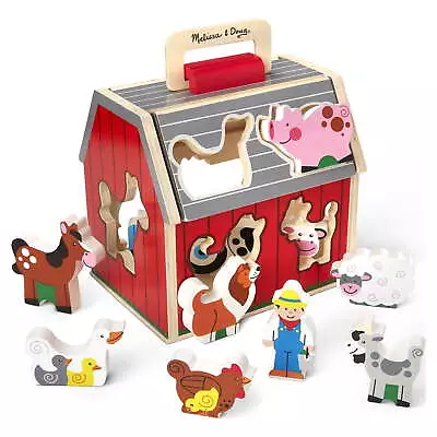 Melissa & Doug Wooden Take-Along Sorting Barn Toy With Flip-Up Roof • $23.09