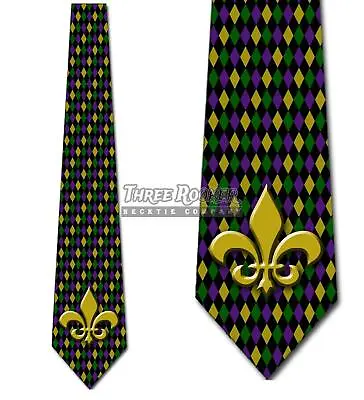 Mardi Gras Ties Mens New Orleans Necktie Holiday Tie • $18.75