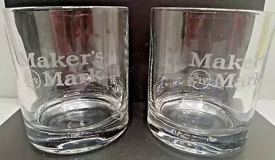 Maker’s Mark Rocks Glasses Curved Etching~Set Of 2 Whiskey Glasses • $12