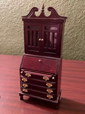 Beautiful Dollhouse Miniature Large Display Cabinet Hutch Secretary Desk • $8.95