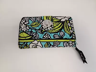 Vera Bradley  Island Blooms Small Turn-Lock Wallet Turquoise White Floral • $16
