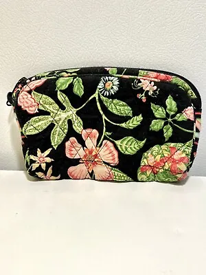 Vera Bradley Black/ Pink/ Green Floral Quilted Cosmetic Makeup Bag • $10