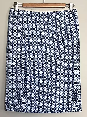 Talbots Blue White Eyelet Overlay Lined Pencil Skirt Split Back Sz 4 New W/Tags • $20.58