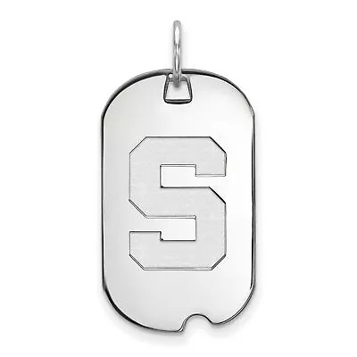 Michigan State Spartans School Letter Logo Dog Tag Pendant In Sterling Silver • $55.99