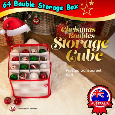 64 Bauble Storage Box Christmas Xmas Tree Decoration Organiser Baubles Decor Bag • $24.13