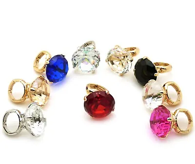 Celebrity Style 30 Mm Big Rhinestone Piece Stretch Based Fashion Ring FCR1016 • $12.99