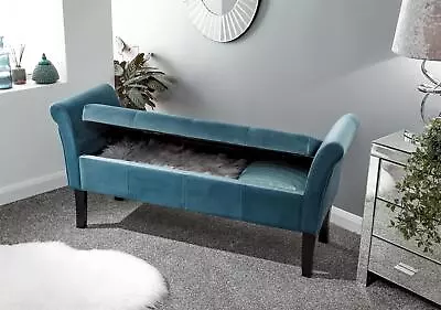 £132.99 • Buy Osborne Upholstered Window Ottoman Storage Bench Fabric Blanket Box Teal