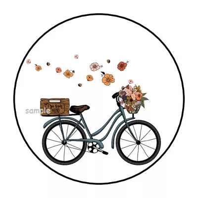 30 Classic Vintage Bike Envelope Seals Labels Stickers 1.5  Round Flowers Floral • $2.64